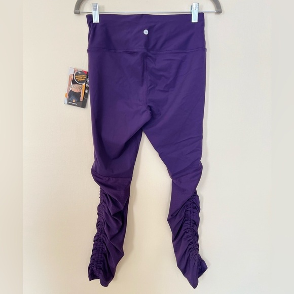 Avia Womens Purple Prestige Crop Legging Moisture Wicking Ruching Leg Activewear - Picture 3 of 15